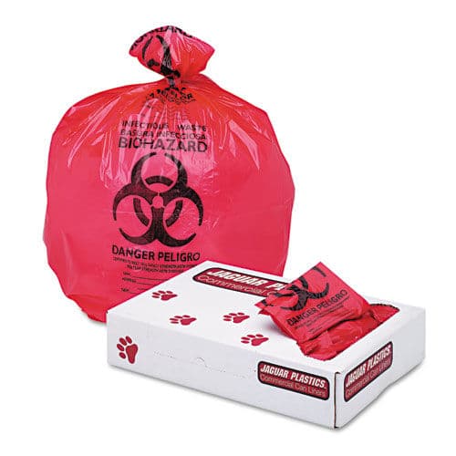 Health Care "Biohazard" Printed Liners, 1.3mil, 24 x 32, Red, 250/Carton