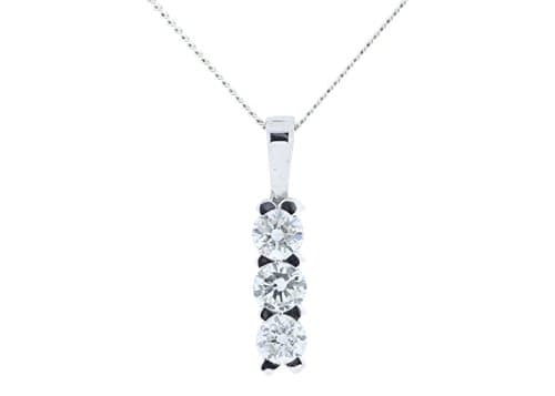 Precious Jewels UK - DIAMOND Trilogy Pendant 0.48ct D SI 18ct White Gold. Cert By AGI. FREE Ship