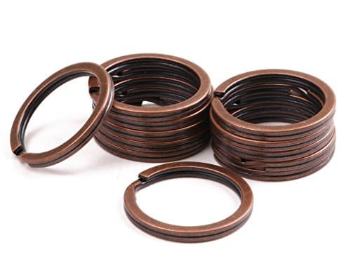 SKKXY Metal 1 Inch Split Key Chain Ring for Home Office Car Keys and Craft Making (12pcs) (Red copper)