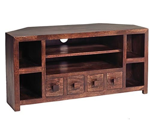 SOLID WOOD WALNUT CORNER WIDESCREEN TV LCD PLASMA CABINET STAND UNIT