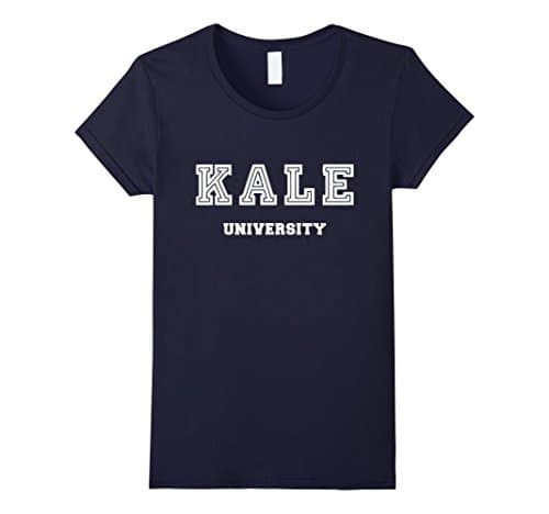 Women's Kale University T-Shirt - Funny Vegan Tee College Gift Small Navy