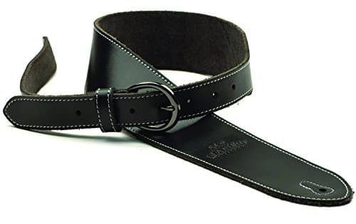 San Leandro Strap LB-121 Deluxe Leather Guitar Strap, Black