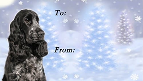Cocker Spaniel Dog (Blue Roan) Christmas Labels (42) - Self Adhesive