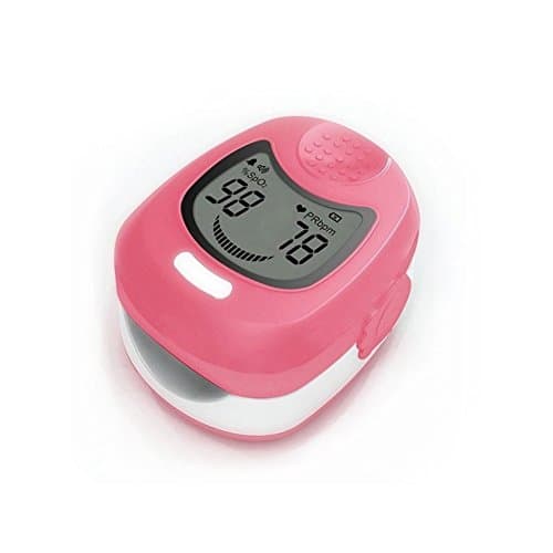 BLYL Child / PediatricFinger Pulse Oximeter and heart rate monitor with rechargeable battery, mains charger and carry strap LCD Display (PINK)