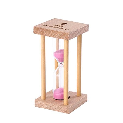 Yaxitu Minute Hourglass,Fashion Wooden Stand Hourglass Sand Timer (1 Minute, Pink Sand)