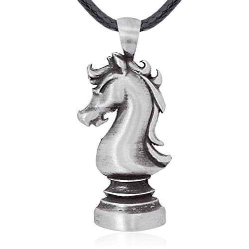 Llords Jewellery Knight Chess Piece Pendant Necklace, Fine Pewter Jewelry