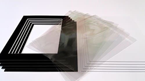 5 x Pack of Picture/Photo Mounts with Backs & Clear Bags - 9 x 7" for 7 x 5 or 6 x 4" Prints- Great Quality & Choice of Colours & Inside Sizes (Black, 7 x 5")