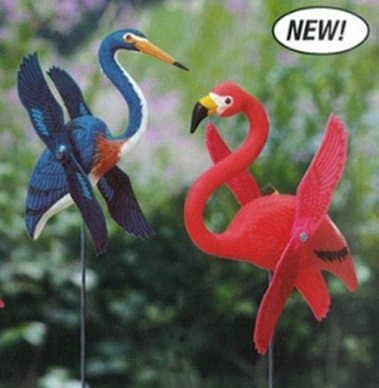 Heron or Flamingo spinner garden ornament