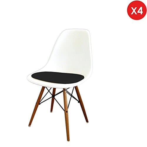Sale ! 4 x Cushion Pad (Faux Leather) Perfect fit for DSW DSR inspired Chairs Black Mobistyl® PADS-NO-4
