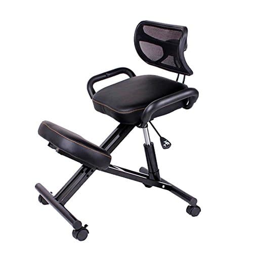 FUFU Massagers Kneeling Chair with Back Support – Ergonomic Chair Designed to Help Relieve Back Pain and Improve Posture For Foot Care ( Color : Black PU )
