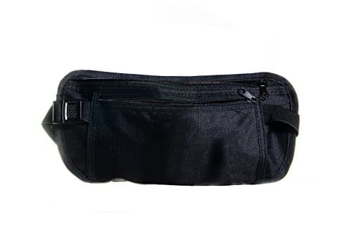 Travel Money Belt + RFID + bonus automatize (Black) waist stash pouch bag woman men 2 pockets passport cards tickets cash + spray bottle
