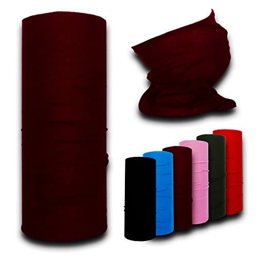 VersaScarf | Premium | Multi-Functional Head-Wear | Neck Tube Snood Balaclava Bandana Mask Scarf Warmer for Men, Women & Kids (Dark Red)