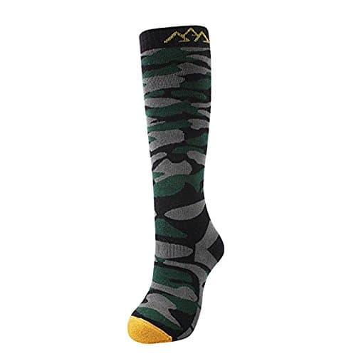 Ski Socks,Men Knee-High Camo pattern Socks For Skiing, Dry fast ,Keep Warm In Winter Sports Green