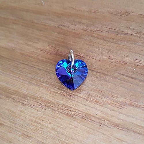 Deep Ultra Violet Heart Charm on a Sterling Silver Jumpring - made with Swarovski Elements