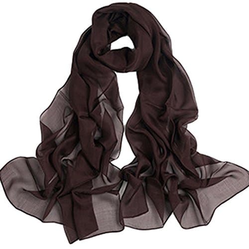 Omysi 71"×27" 100% Silk Chiffon Solid Color Shawl Wrap Scarf for Women's Beach Sun-Proof