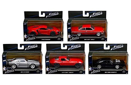 Jada 2017 Fast and Furious 8: The Fate of the Furious Movie Collection Diecast Cars Set of 5 Dom Ice Charger Impala Letty Corvette
