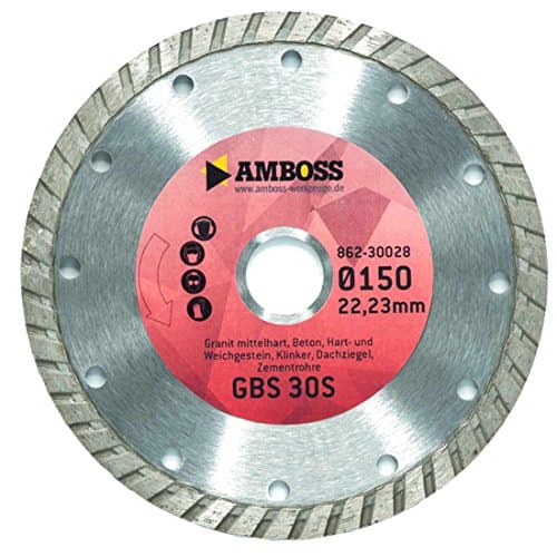 'Standard Anvil GBS 30S, Diamond Cutting Disc for Granite/Concrete/Hard &amp; Soft Rock/Brick/Roof Tiles/Concrete Pipes/Diameters Available | Borehole 22.2 mm/Height: 8 mm (Sintered), Ø 125 mm x 22,2 mm, 1
