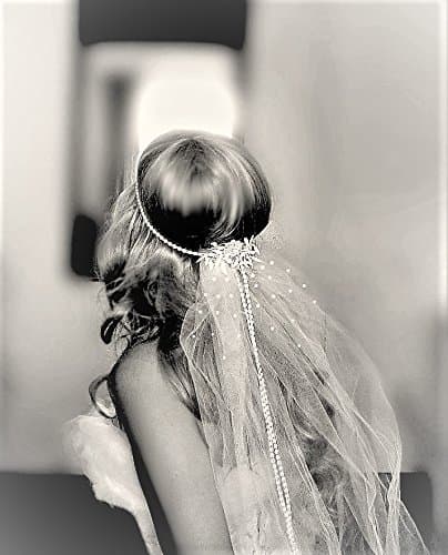 Floral Lace Pearled Headband crystal -- Cathedral length -- cut edge veil