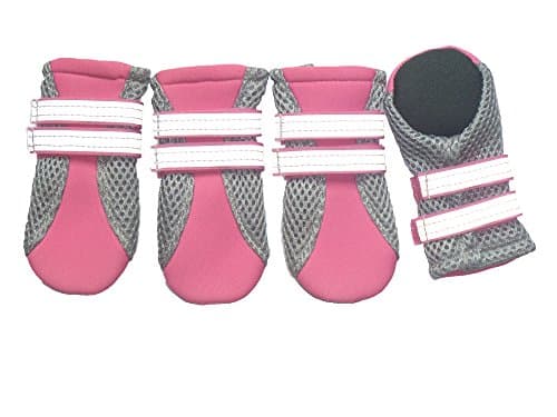 Paw Protector Dog Boots Breathable and Skid-proof with Reflective Straps Colour Pink Set of 4 Size X-Small - Inner Sole Width 1.42 Inch