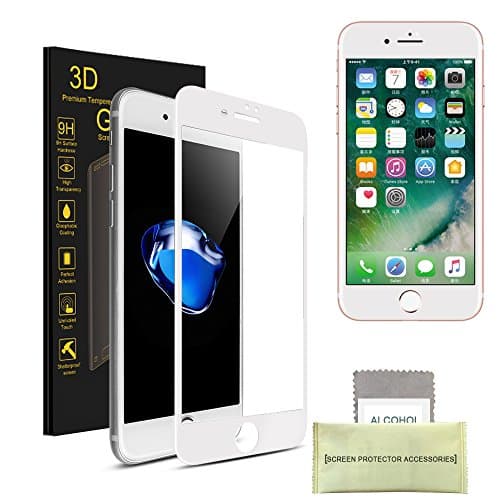 iPhone 7 Plus Screen Protector, AKPATI Premium 4D Round Edge Tempered Glass Screen Protector Film (5.5 inch) Easy Bubble-Free Installation for iPhone 7 Plus - White