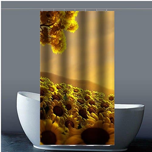 Custom Sunflowers Waterproof Polyester Fabric Shower Curtain for Bathroom,36x72(inches) about 90cm x 183cm