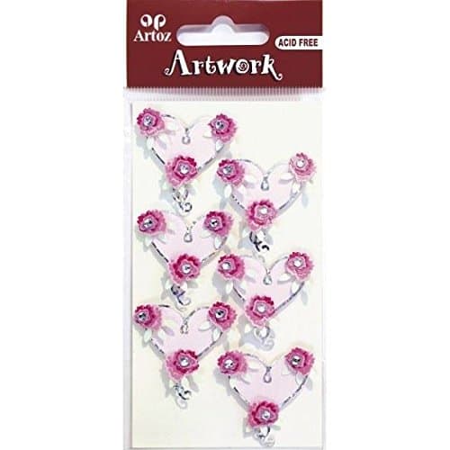 Pink Heart Craft Embellishment Wedding Or Marriage Celebration Card Topper Scrapbooking Stickers