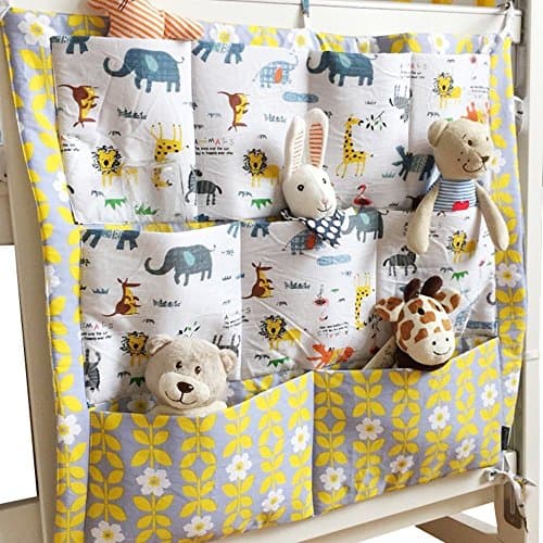 Lovely Baby Organiser Cotton Hanging Storage Bag Multifunction hanging Diapers Organiser for Bedside Crib Cot