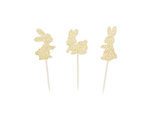 12 Glitter Bunny Rabbit Cupcake Toppers - any color
