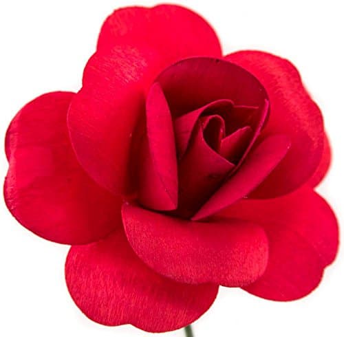 6 Red Full Open Bud Wooden Roses for Crafts Custom Bouquets and Other DIY Projects. 10 Colors to Choose from.