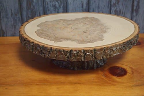 11.5" BY 12" wood slice display stand, Rustic home or wedding décor, Cake stand, centerpiece, plant stand, candle holder, bark edge