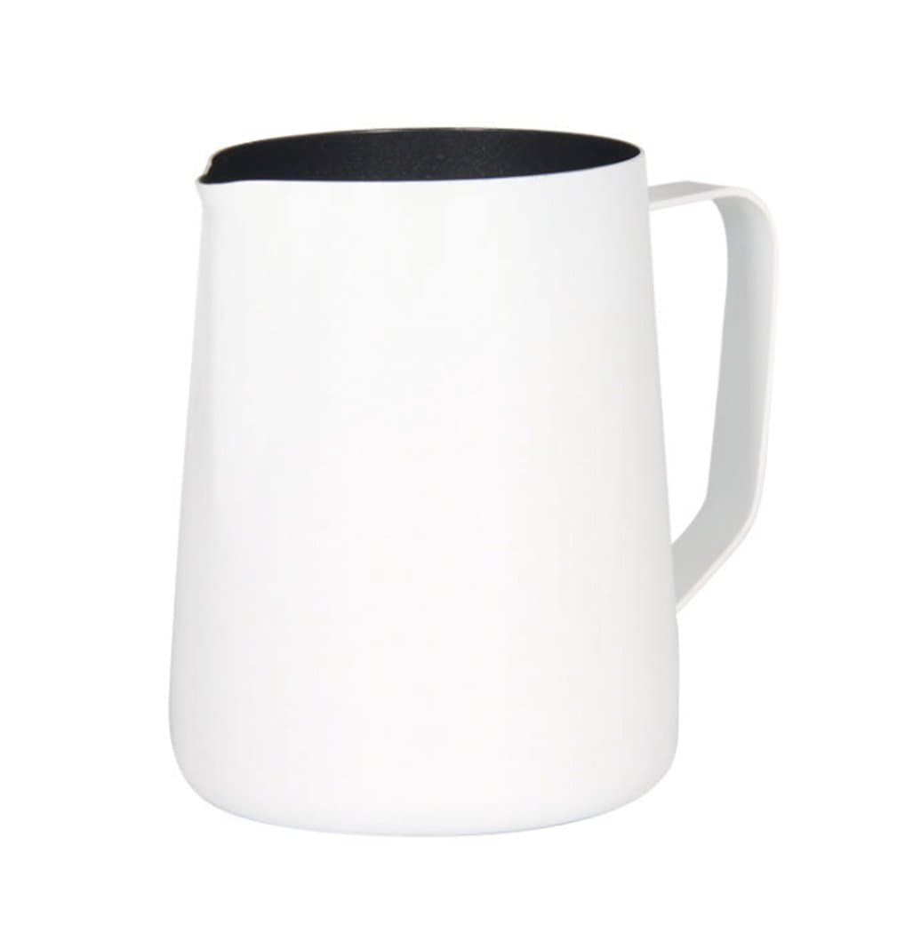 Espresso Coffee Milk Frothing Pitcher, Stainless Steel Creamer Macchiato Cappuccino Latte Art Making Pitcher Cups, Perfect for Milk, Cream, Water, Juices, Smoothies, 20 oz/600ML, White