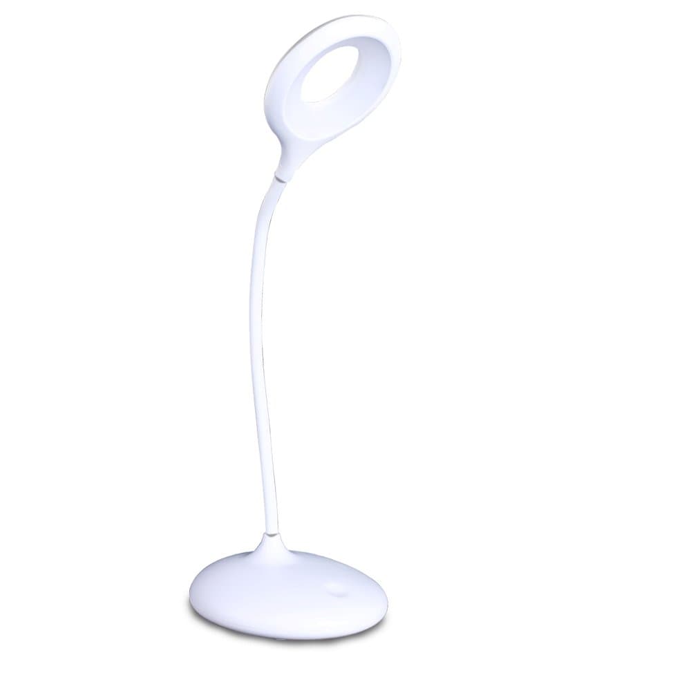 Flexible Gooseneck Desk Lamp,Small Portable White Plastic Adjustable Brightness Height LED Student Lamp,Modern Mini Writing Make Up Lamp for Women,USB Rechargeable Office Light 3W (Standing Item)