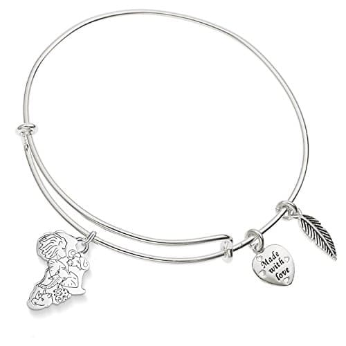 Enni of York "Africa" Travel Memory Charm Expandable Ani-Silver Bangle Bracelet