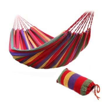 Physport Travel Camping Hammock Cotton Fabric Swing Bed Canvas Stripe Outdoor Portable with Bag