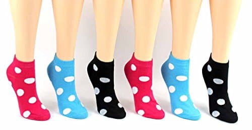 WOMENS LINER SOCKS (6 PACK | 3 COLORS | 2 BLACK | 2 BLUE | 2 PINK, SHOE SIZE 4-10)