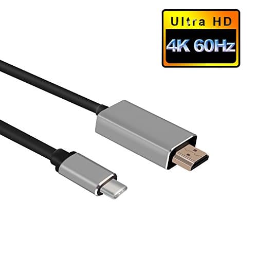 weini USB 3.1 Type C to HDMI Cable with Aluminium Case Support 4K@60Hz for MacBook Pro 2017 / Dell XPS 13/Galaxy S8/S8+ & More (Space Gray ,6FT)