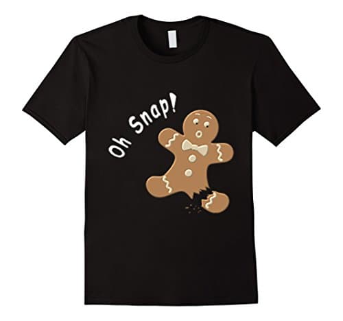 Men's Funny Baking OH SNAP Holiday Gingerbread Man Cookie T-Shirt  2XL Black
