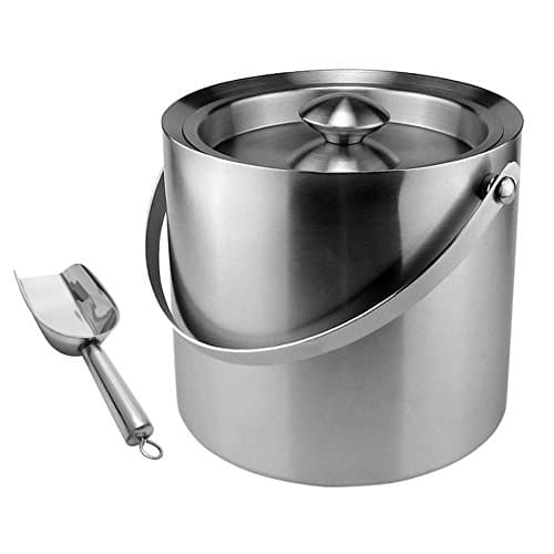 MBSSHI 3L Double Wall Stainless Steel Ice Bucket with Lid, Handle and Ice Scoop for Parties