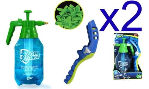2 X AQUA FORCE WATER BALLOON REFILL AND LAUNCH BATTLE SET FILLER AND LAUNCHER 100 WATER BALLOONS BOYS GIFT