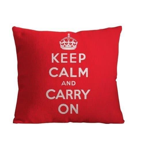 Showutheworld Decorative Red Keep Calm and Carry on Custom Personalized Pillow Cases 18 X 18 Inch Cotton Pillow Cover Cushion Case