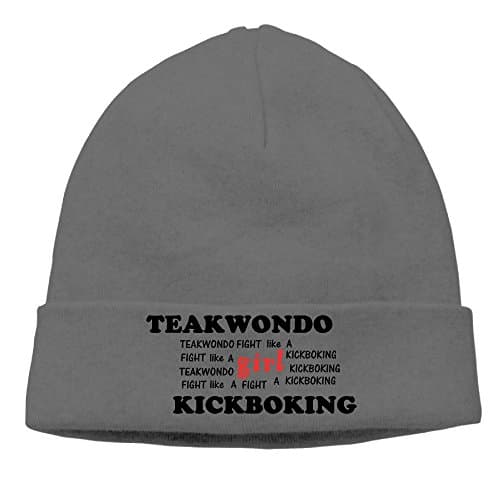 Taekwondo Fight Like A Girl Kickboxing Beanie Hats Ski Warm Black Vintage\r\n Wool