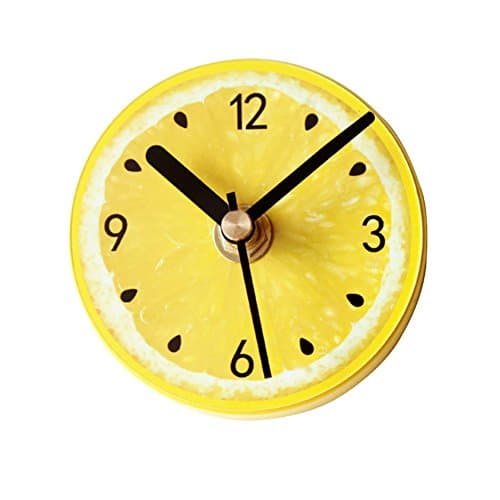 MCC Magnetic suction round wall clock refrigerator bell magnet Message stickers - Fruit lemon black seed number - 8.5cm , yellow