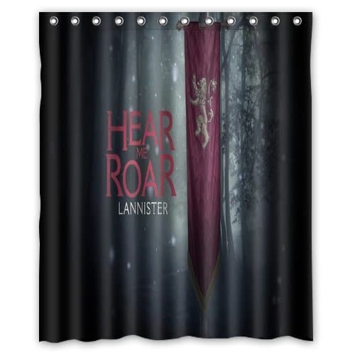 Game Of Thrones House Lannister Shower Curtain Bathroom Waterproof Fabric set with 12 Hooks Decor 60x72 Inches