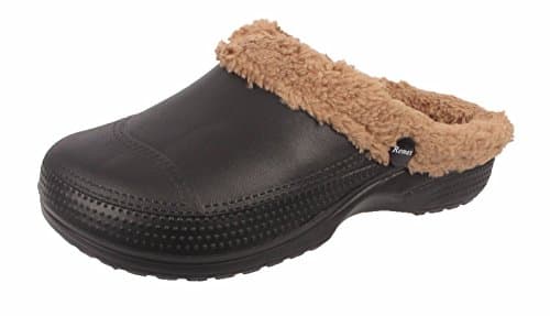 Stylozuk Womens Ladies Winter Warm Fur Lined Clogs Casual Garden Kitchen Work Mules Shoes (UK 6 / EU 39 / US 8, Black)