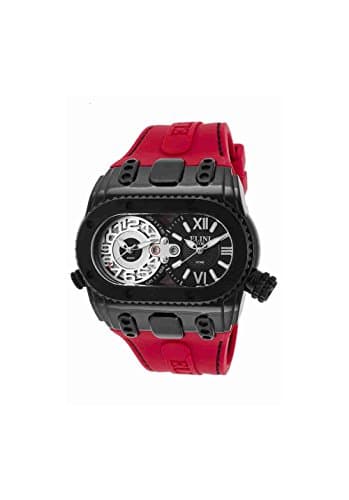Elini Barokas Men's 'Genesis World' Swiss Quartz Stainless Steel and Silicone Casual Watch, Color:Red (Model: ELINI-20019-BB-01-RDS)