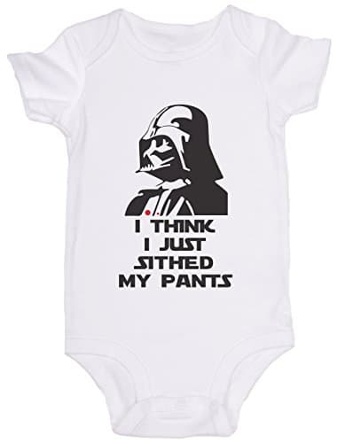 "I Think I Just Sithed My Pants" / Star Wars / JoviGear / Cute Baby Darth Vader Onesie (9m, White)