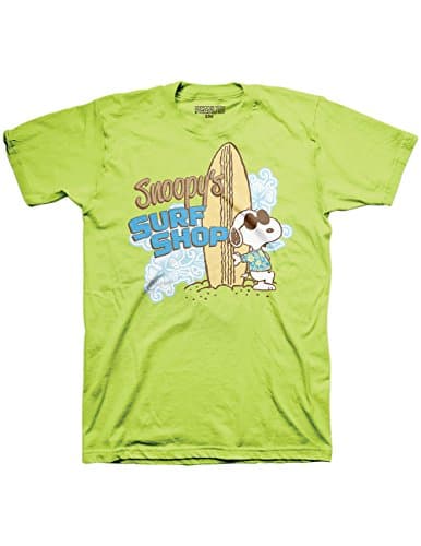 Snoopy's Surf Shop Peanuts Joe Cool T-Shirt, Surfboard On Beach
