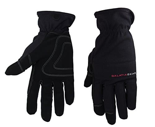 Galatia Gear Work Gloves- Nubuck Leather Palm with Reinforced Vibration Pads, Flexible Spandex Backing with Elastic Wrist Cuff- Black/Gray- [2X-Large]