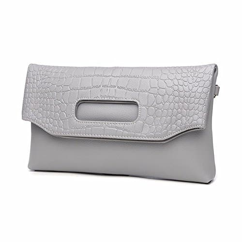 New Folded Envelope Bag, Clutch, Leather Banquet Dinner Bag Messenger Bag,Gray