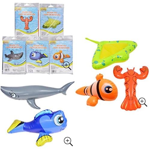 Lot 5 inflatable Pool Toys Floats Fish Shark Nemo Clown Fish String Ray Lobster Dory Pool Fun Water Toys